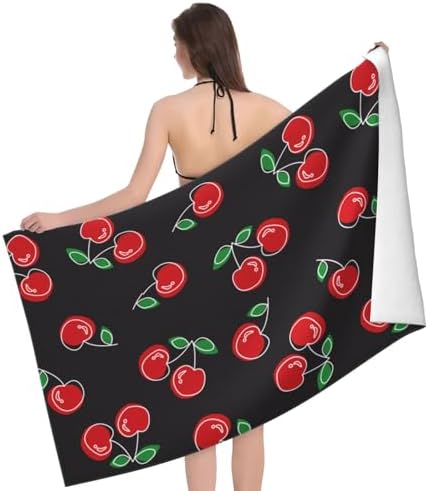 VOOHDDY Red Cherry Microfiber Beach Towel