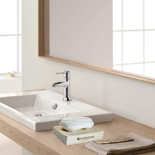 INSTUMAX Wooden Soap Dish with Slanted Waterfall Design