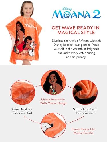 Disney Moana Hooded Swimming Towel Orange