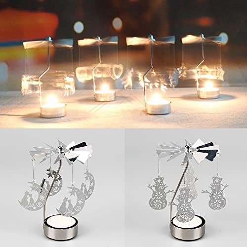 Spinning Tea Light Holder Silver Moon Angel Fairy