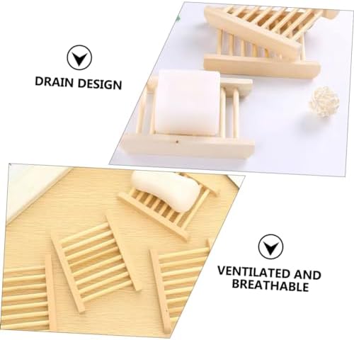 ULTECHNOVO 6Pcs Natural Wood Soap Dish Holder Drainer Tray