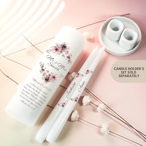 Unity Candles for Wedding Mr Mrs Set with Bible Quote