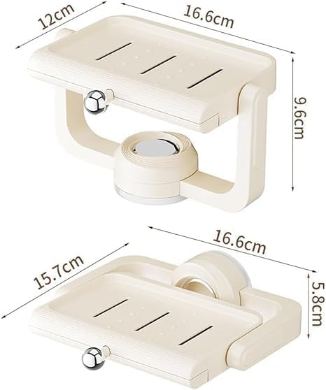 Rotatable Suction Cup Soap Dish Holder for Bathroom Kitchen