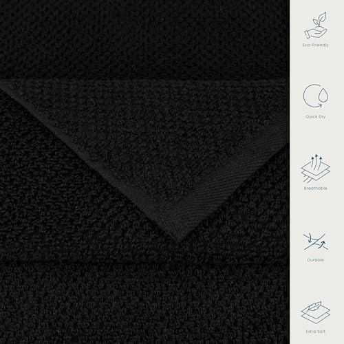 CASA COPENHAGEN 6-Piece Popcorn Textured Bath Towel Set - Black