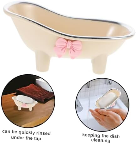 GLEAVI Bathtub Shape Soap Dish Decorative Holder with Drain