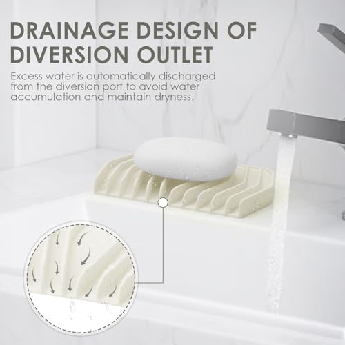 SAISN Silicone Soap Dish for Shower Beige