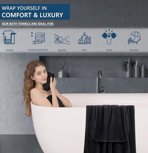 18 Piece Super Soft Bath Towels Set - Black