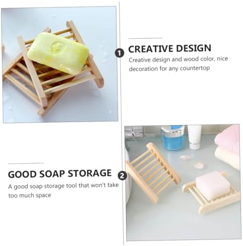 PERSELOSO 6Pcs Wooden Soap Holder Draining Tray