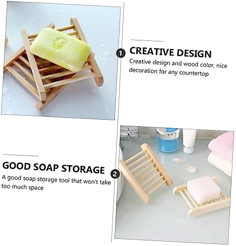 Alipis 6Pcs Wooden Soap Dish Tray Holder for Bathroom Kitchen