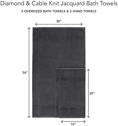 TexereSilk 100 Organic Cotton Luxury Towel Set - 700 GSM Diamond Jacquard