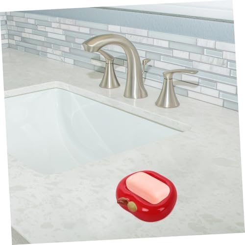 MAGICLULU Apple Shaped Ceramic Soap Holder with Drainage