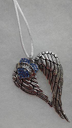 Baby Boy Infant Memorial Guardian Angel Wings Ornament with Heart Charm 1