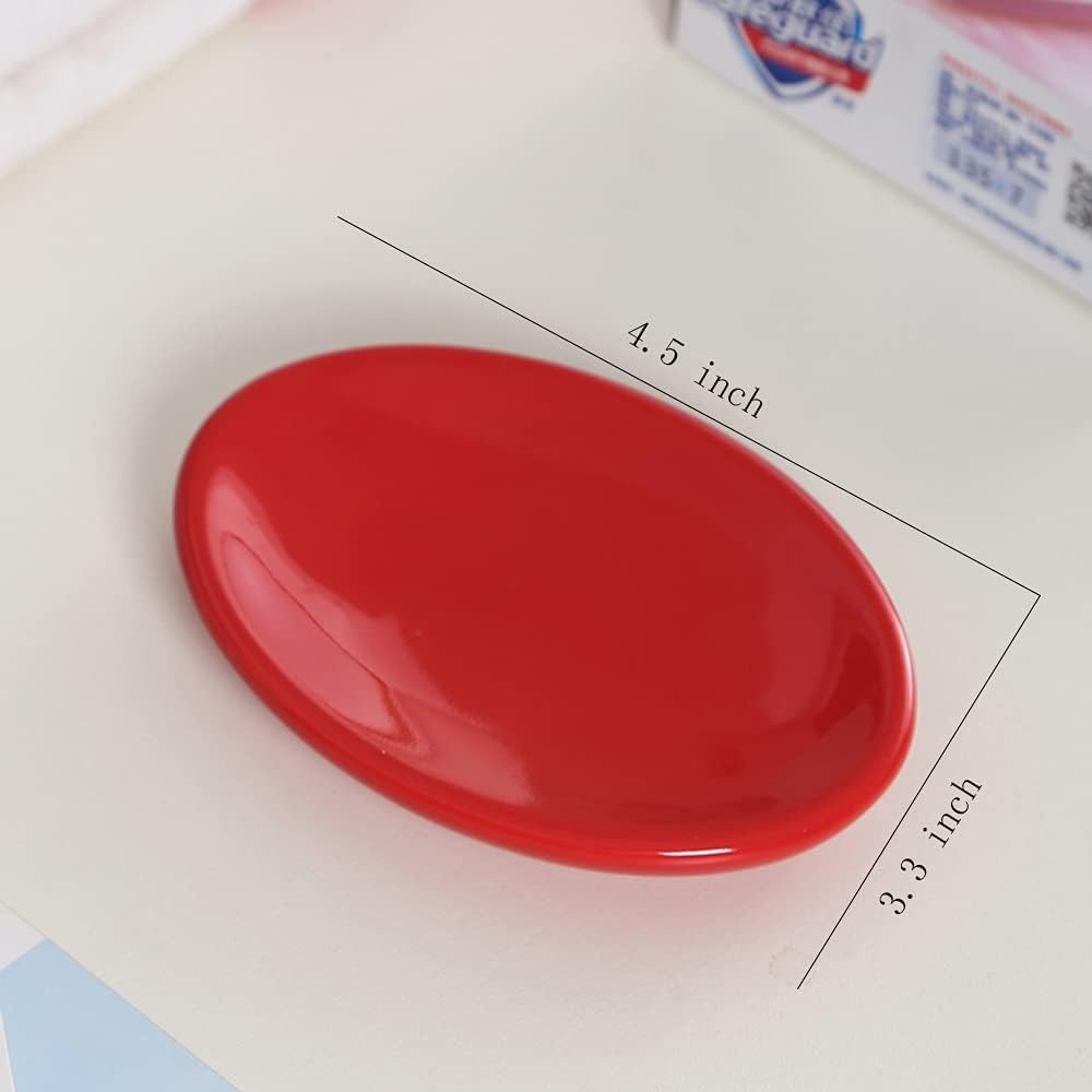 Gaolinci 2pcs Red Ceramic Soap Dish