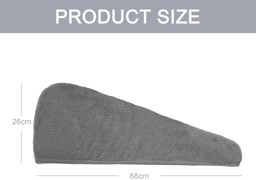 MaopaoBeauty 2 Pack Hair Drying Towels with Button Design - Grey