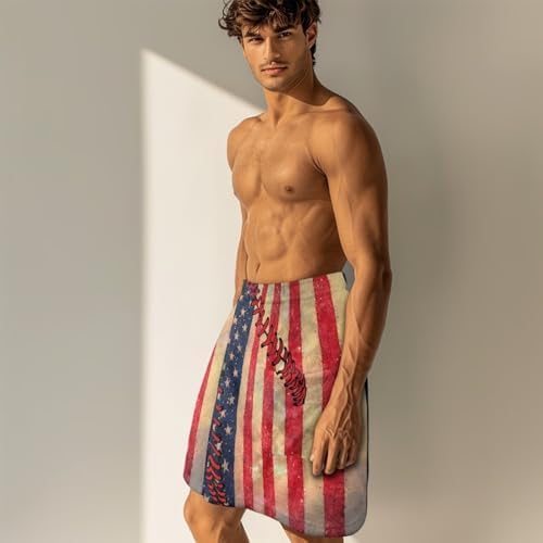 KUIFORTI American Flag Bath Towel Wrap for Men