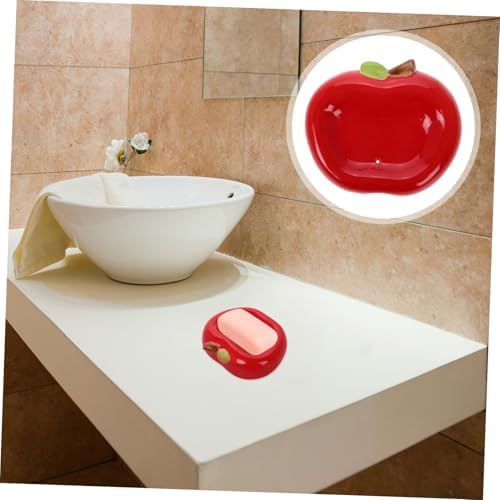 MAGICLULU Apple Shaped Ceramic Soap Holder with Drainage