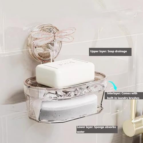 Dragonfly Suction Cup Soap Dish Holder for Shower and Sink