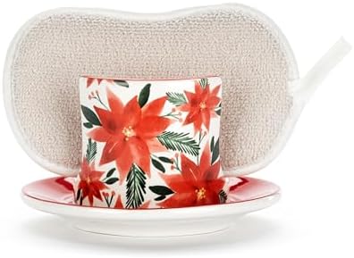 byDesign Holiday Bright Red and White Soap Dish Set