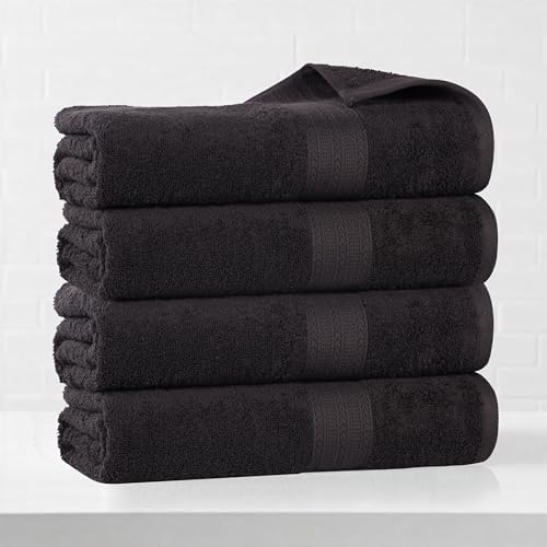 Superior Eco-Friendly Cotton 4-Piece Bath Towel Set - Black