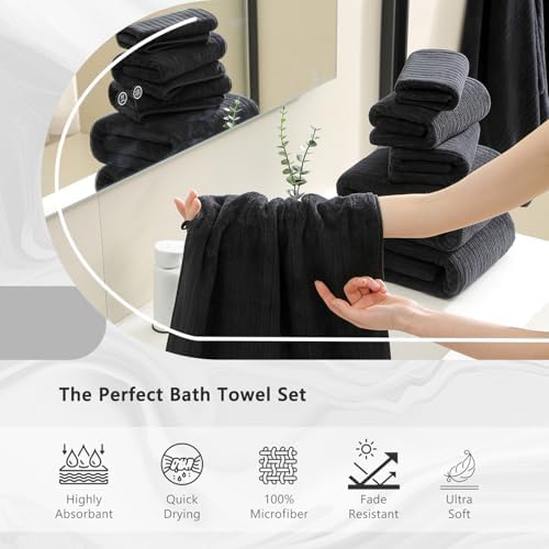18 Piece Super Soft Bath Towels Set - Black