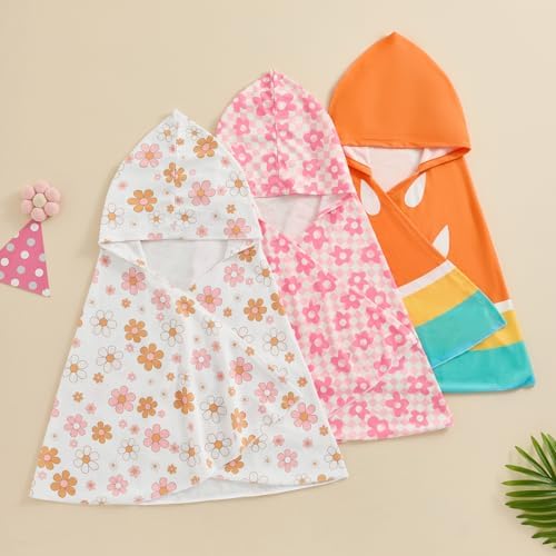 SAYOO Toddler Hooded Towel Floral Wrap for Girls 18-24M