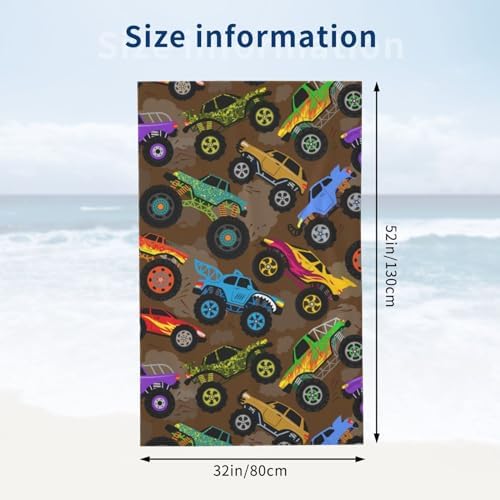 HKHEHOP Monster Vintage Truck Cartoon Beach Towel