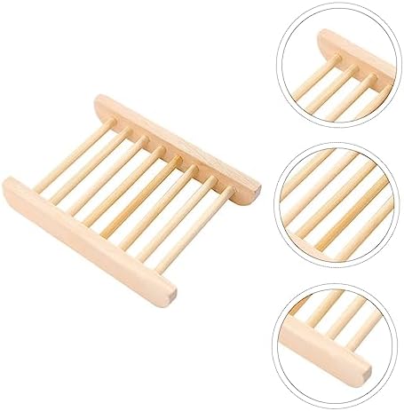 ULTECHNOVO 6Pcs Natural Wood Soap Dish Holder Drainer Tray