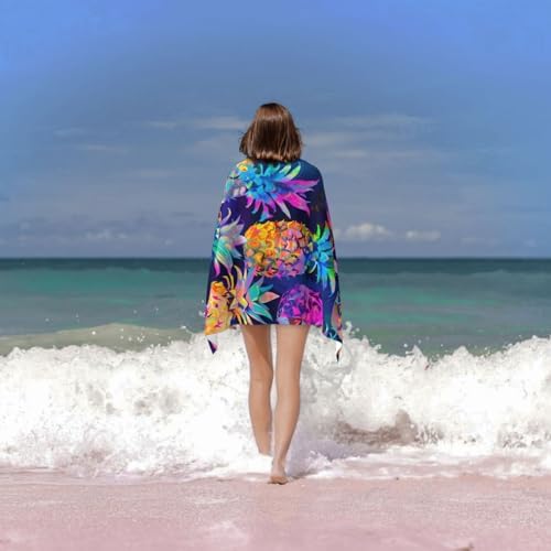 Colorful Pineapple Beach Towel - 52x32 Microfiber Sand Free