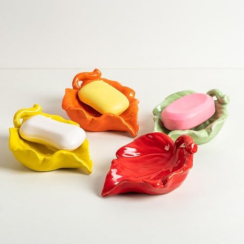 Gaolinci Leaf Shape Soap Holder Ceramic Dish 1