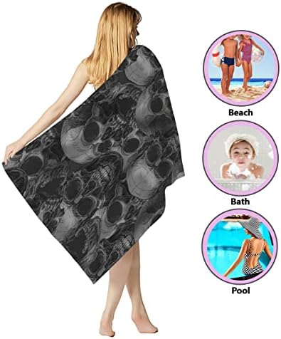 Kurtect Kids Men Boys Skull Beach Towel Black