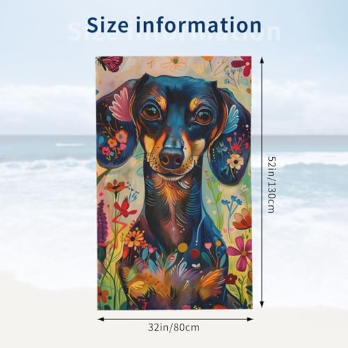 Colorful Dachshund Beach Towel 31x51 Inches