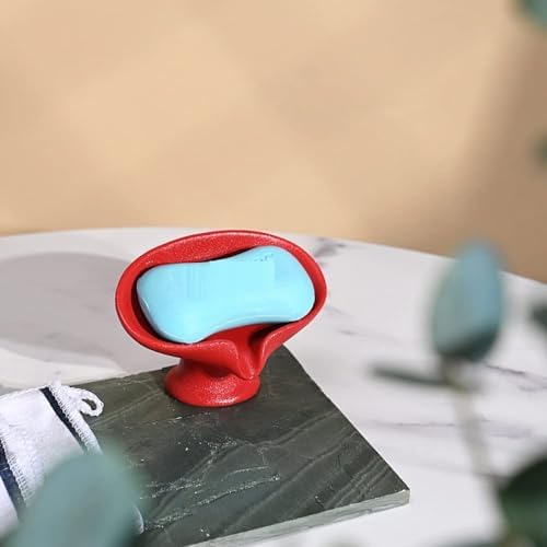 CECEKELE Red Ceramic Soap Dish Holder