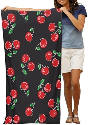 VOOHDDY Red Cherry Microfiber Beach Towel