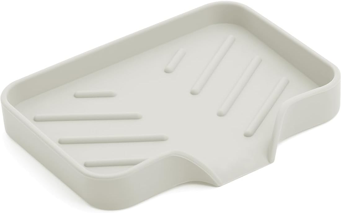 Metopets Sponge Holder with Drain Spout Silicone Tray for Kitchen and Bathroom