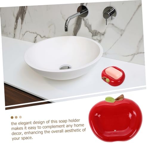 ABOOFAN Apple Ceramic Soap Dish with Drainage 1