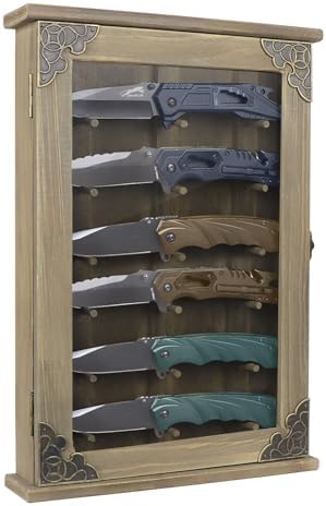 Wooden Knife Shadow Box - Wall Mounted Knife Case for Collectors