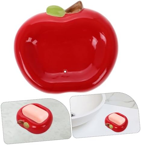 MAGICLULU Apple Shaped Ceramic Soap Holder with Drainage
