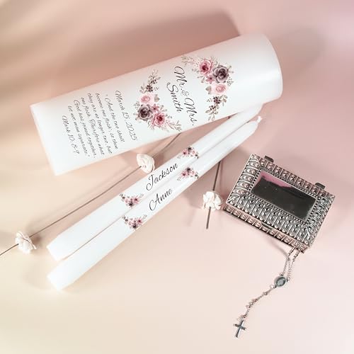 Unity Candles for Wedding Mr Mrs Set with Bible Quote