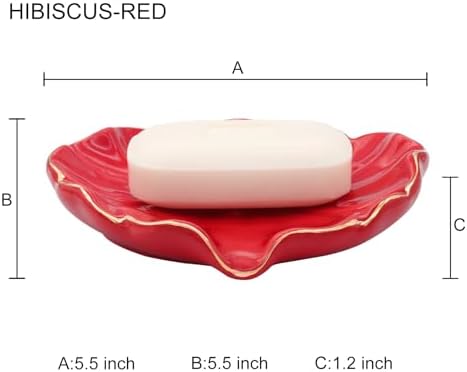 Polyroyal Ceramic Self Draining Soap Dish with Hibiscus Design