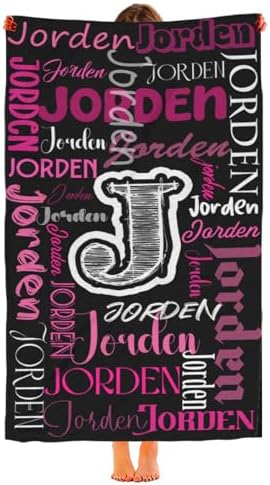 Custom Beach Towels with Names - Black Pink