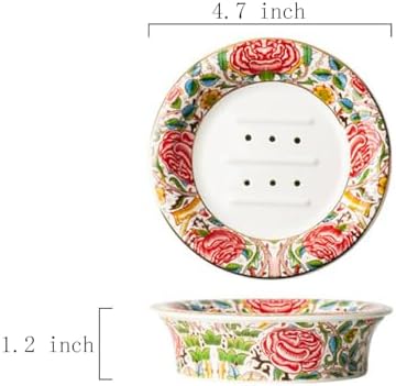 Gaolinci Pastoral Painted Ceramic Soap Dish with Layers