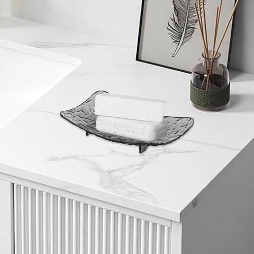 Rectangular Gray Soap Dish with Drain Holes and Holes for Water Drainage