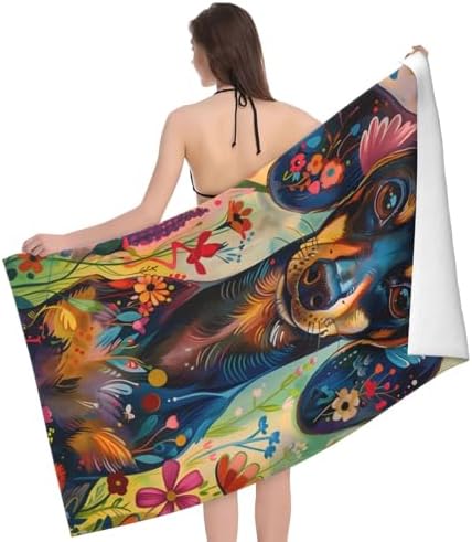 Colorful Dachshund Beach Towel 31x51 Inches