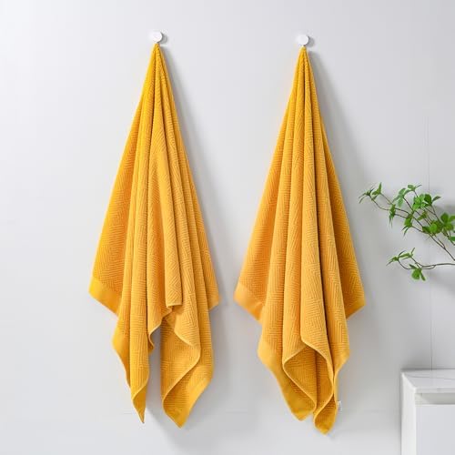 Sense Gnosis Yellow Striped Bath Towels Set of 2