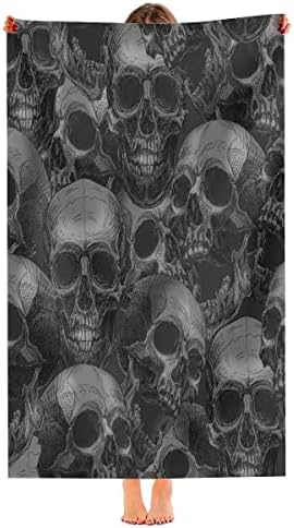 Kurtect Kids Men Boys Skull Beach Towel Black