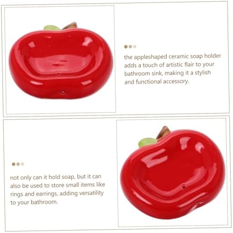 Zerodeko Apple Shaped Ceramic Soap Dish with Drainage