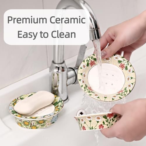 Floral Decorative Soap Dish in Ceramic Style C