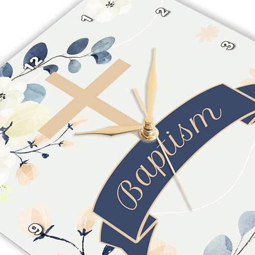 3dRose Wall Clock - 13 Inch Silent Baby Baptism Design