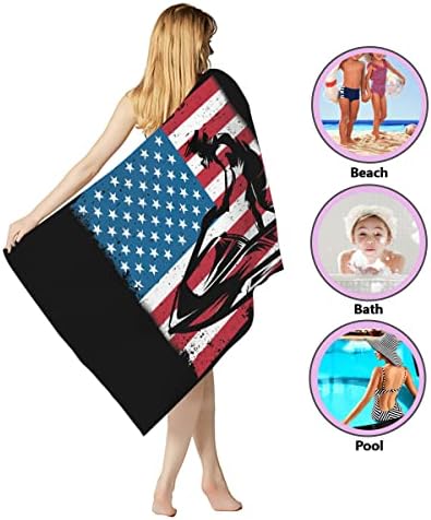 Jet Ski American Flag Microfiber Beach Towel - Extra Large Quick Dry Sand Free