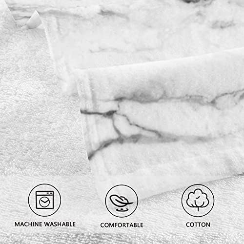 ALAZA White Marble Texture Bath Towel Set of 2